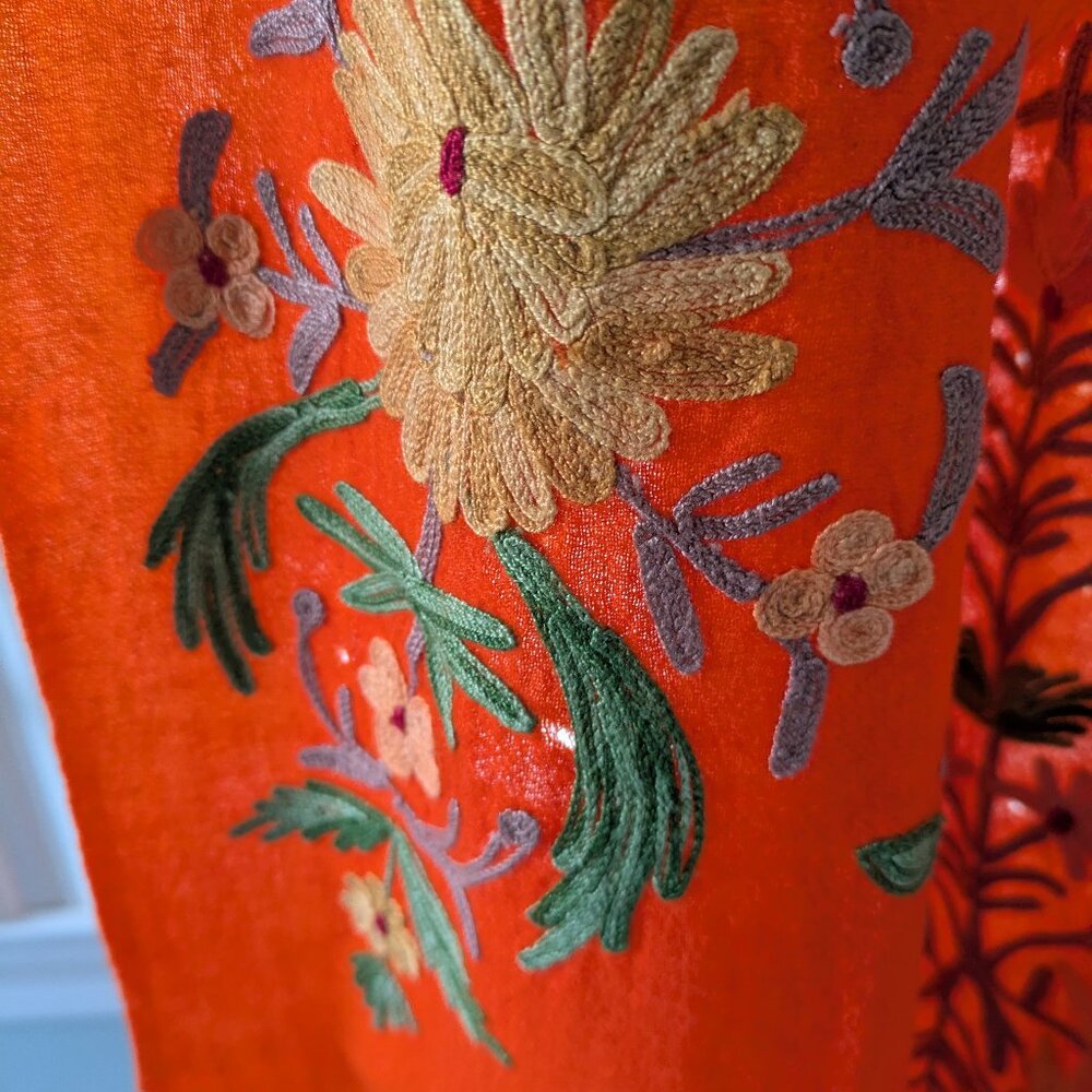 Wool Scarf Handmade Crewel Embroidery Wrap Kashmiri Pashmina Shawl Wrap - Picture 4 of 6